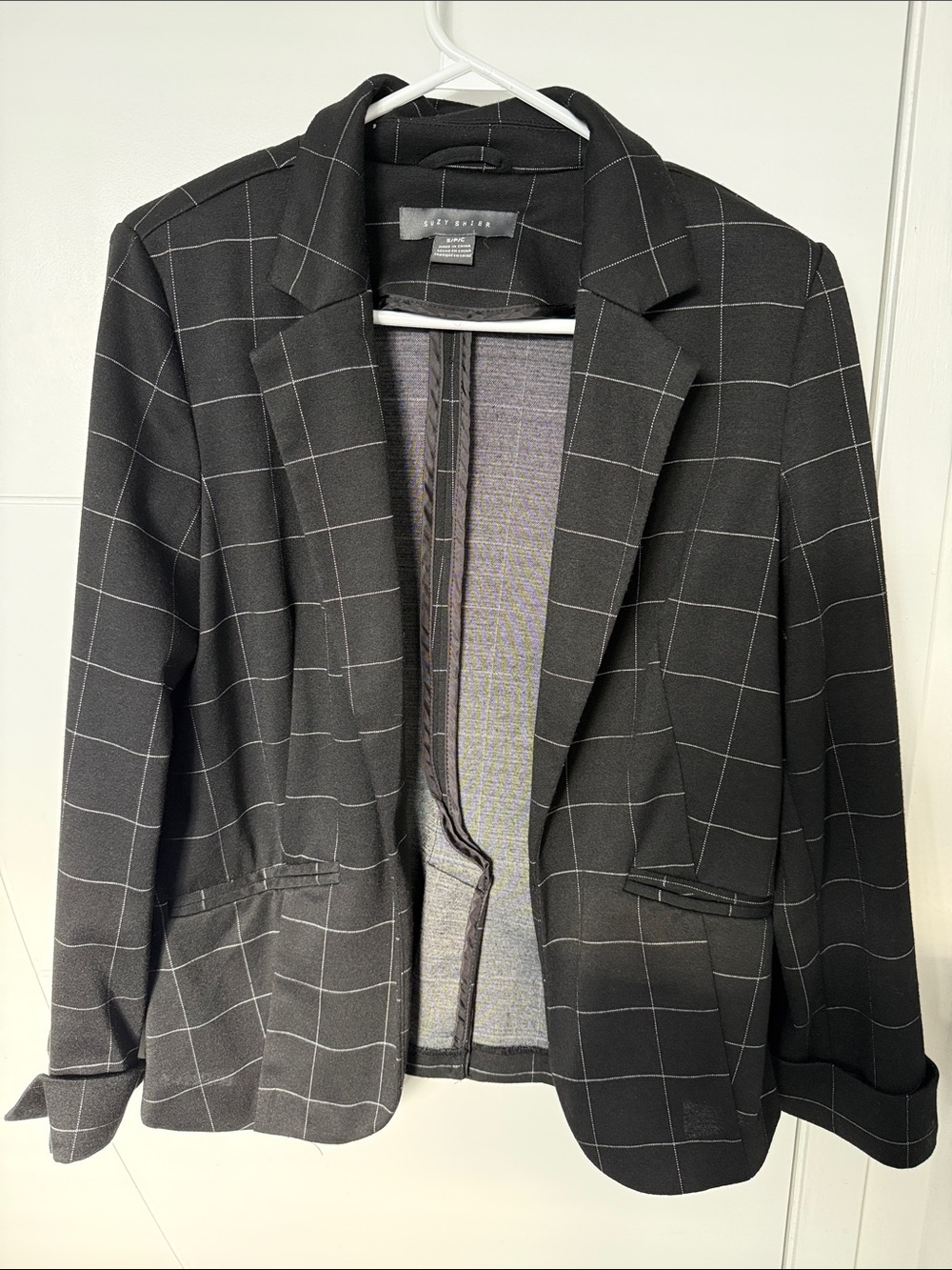 Windowpane Black Blazer - Classic Tailored Fit